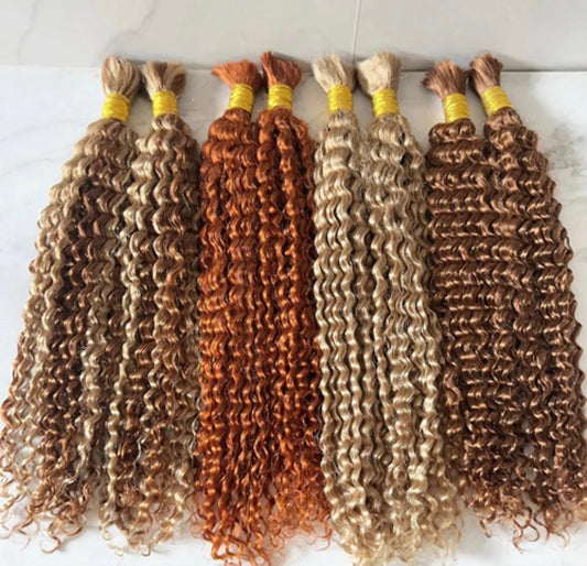 18" Deep wave 100% human hair bulk  Color #350 #27 #30 # 27/30 mix